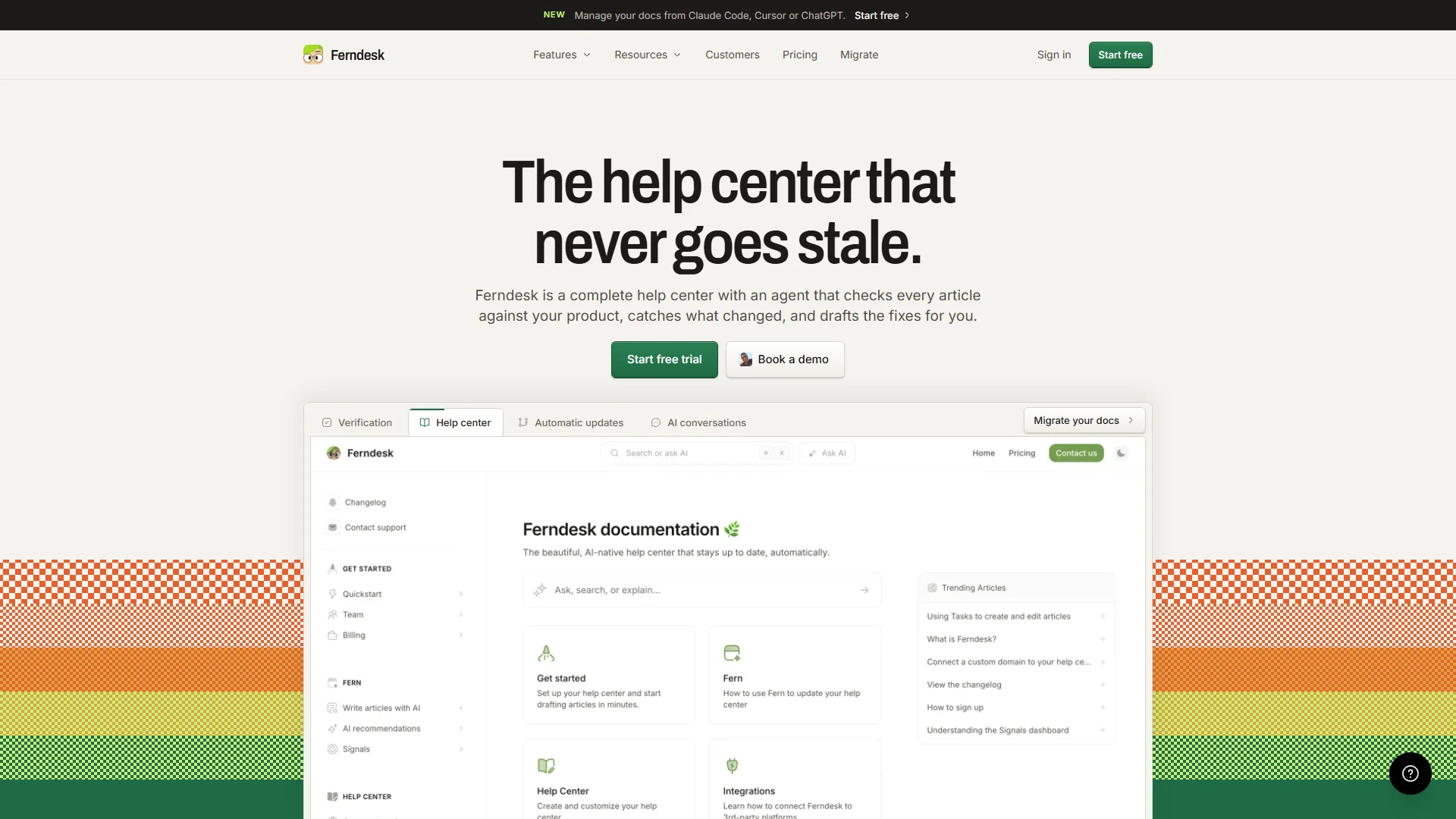 Ferndesk landing page design