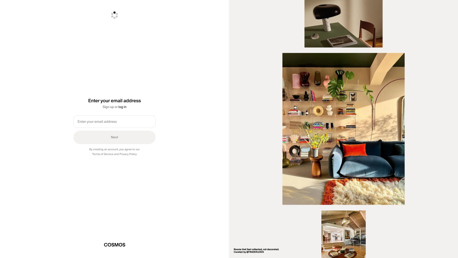 Cosmos — Sign-Up Pages inspiration